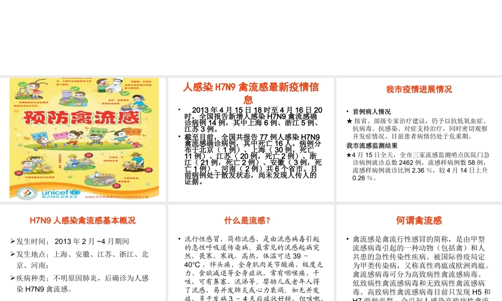 禽流感专题讲座-幼儿园