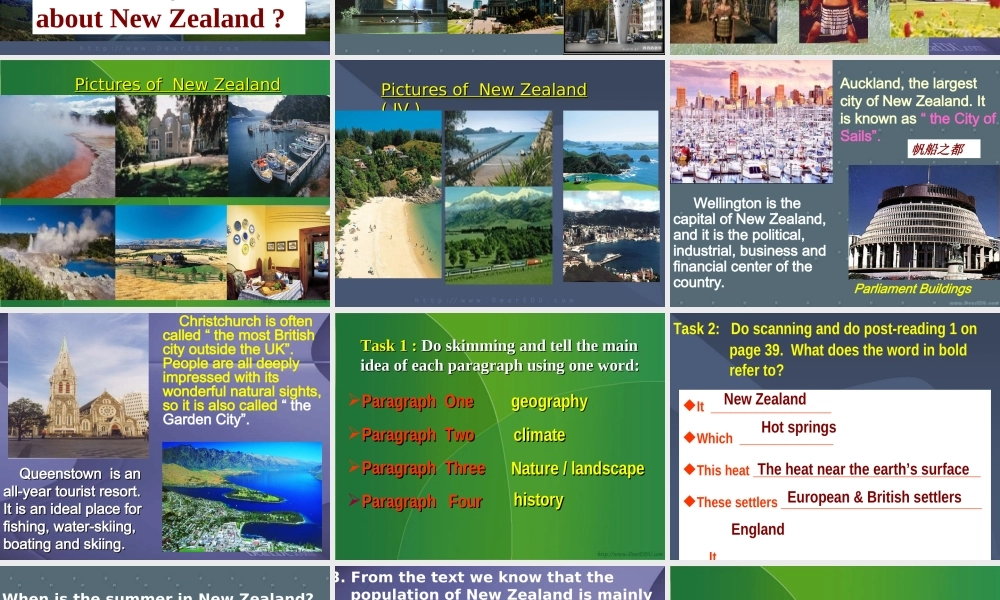 高一英语Unit18 Reading New Zealand课件