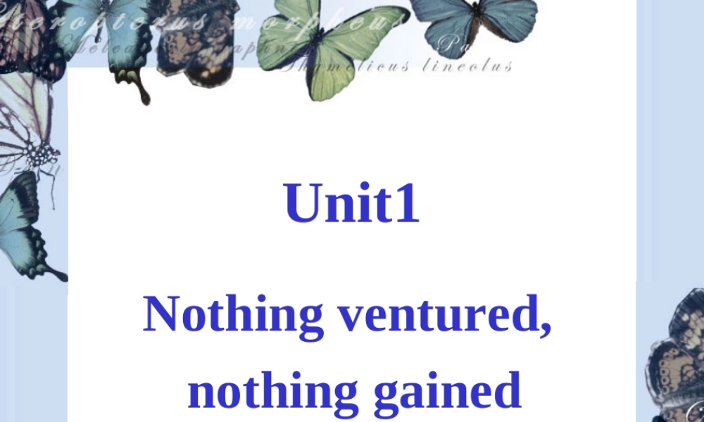 高中英语Unit1 Nothing ventured,nothing gained 课件人教版选修10 课件