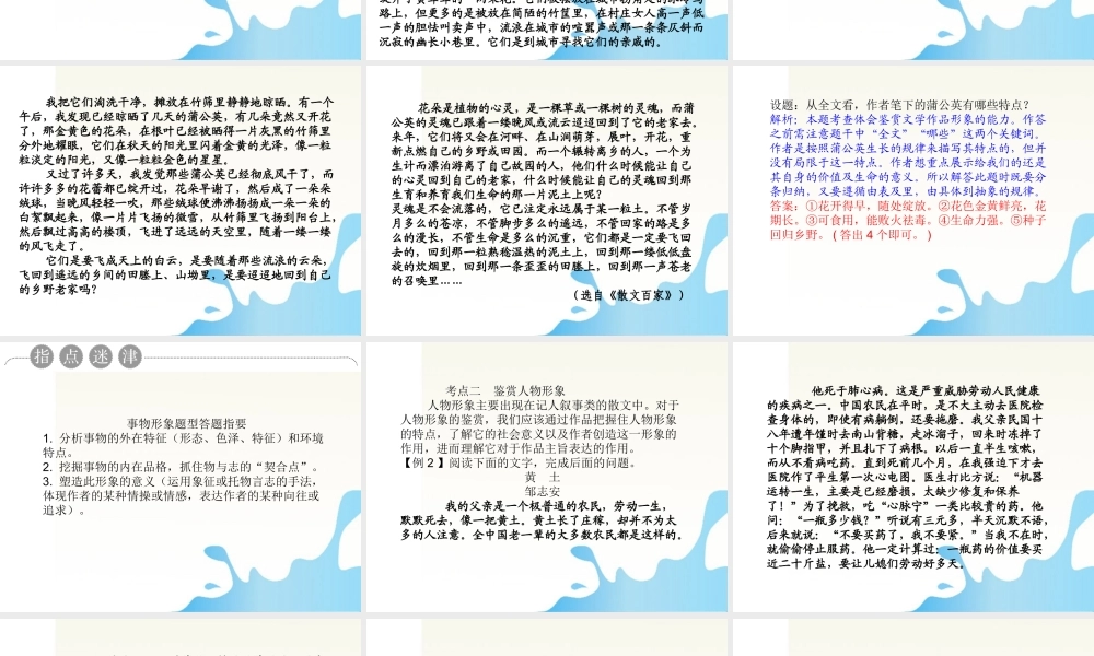 高中语文总复习 第七章 文学类文本阅读课件
