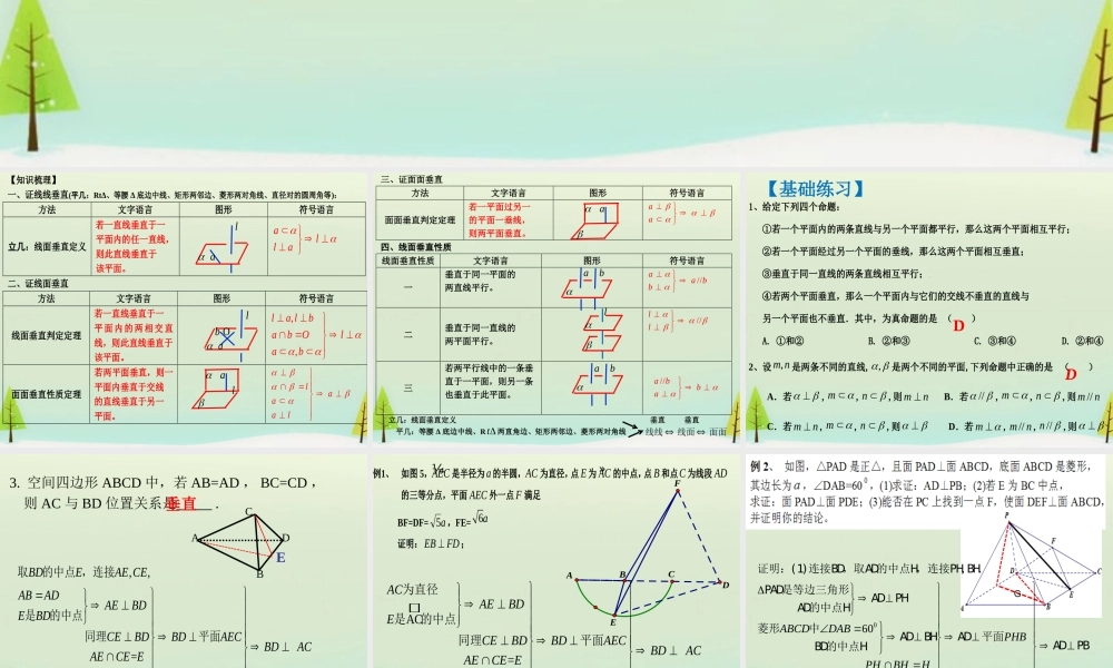 高中数学 第二章 空间垂直问题习题课课件 新人教版必修2 课件