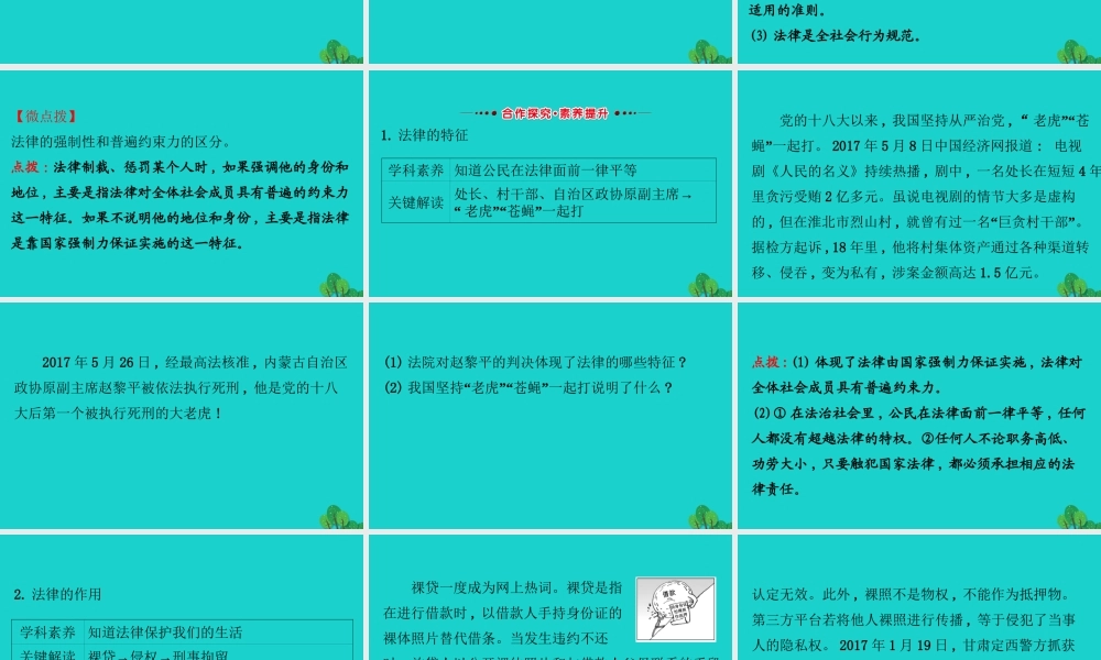 版七年级道德与法治下册 第四单元 走进法治天地 第九课 法律在我们身边 第2框法律保障生活习题课件 新人教版 课件