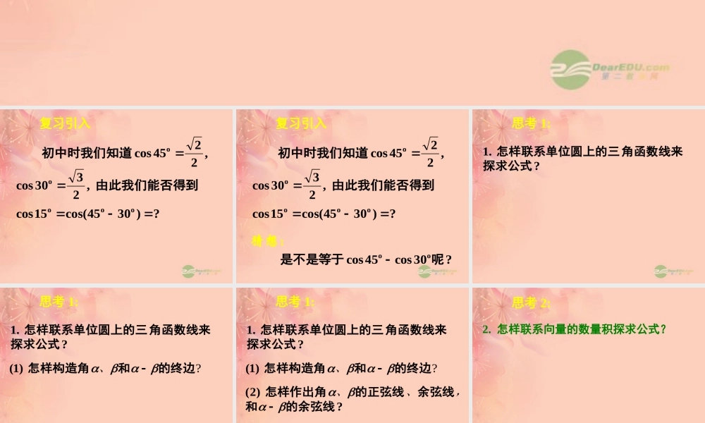 高一数学 311两角差的余弦公式课件