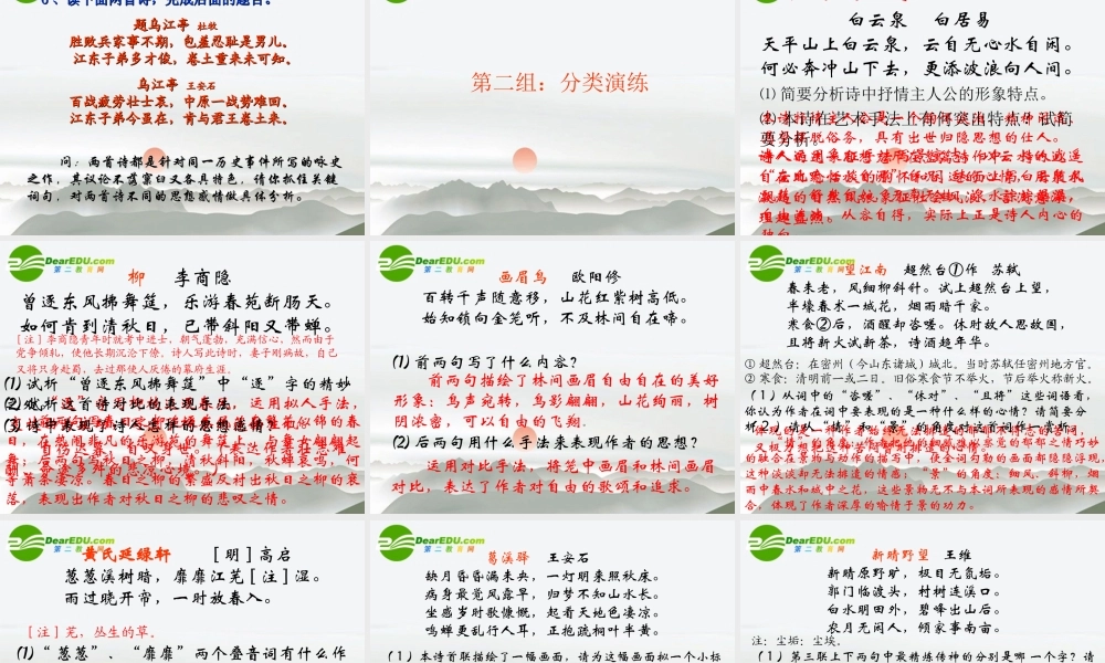 高考语文二轮复习 46评价诗歌的思想内容和作者的观点态度练习专题课件 苏教版 课件