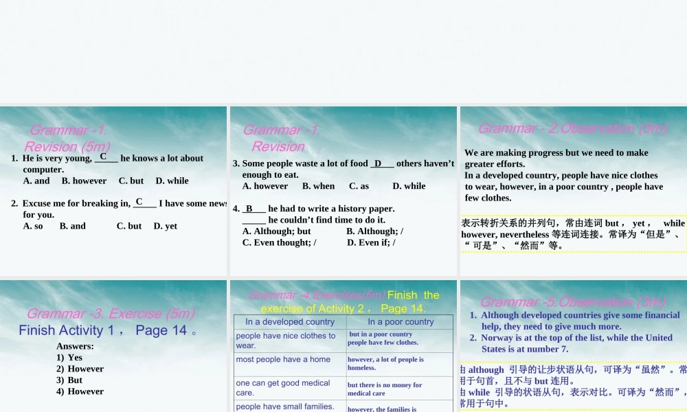 高中英语 Module2(Developing and Developed Countries)Grammar课件 外研版必修3 课件