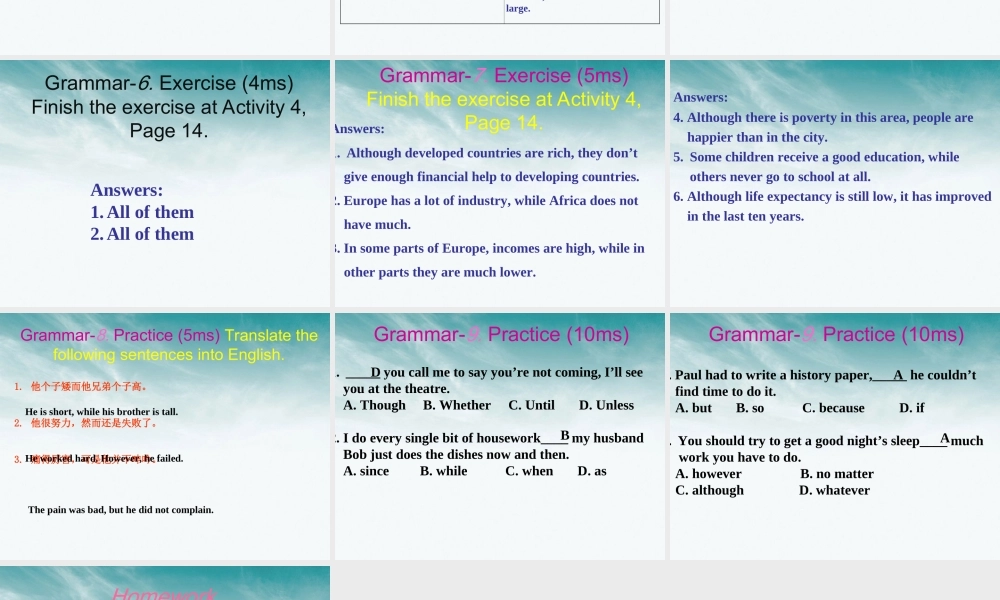 高中英语 Module2(Developing and Developed Countries)Grammar课件 外研版必修3 课件