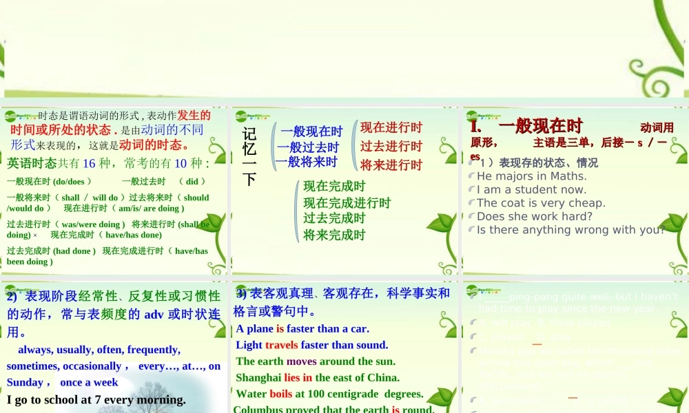 高考英语 时态之复习课件