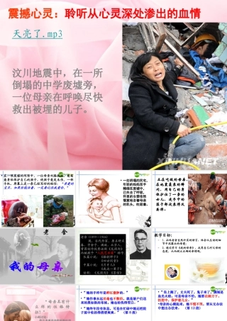 高中语文 第一单元第1课(我的母亲)课件(2) 粤教版必修2 课件