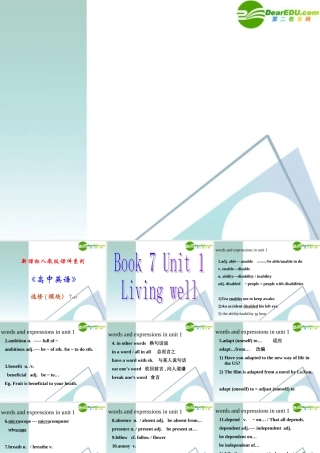 高中英语 17(Unit 1　words and expressions )课件 新人教版选修7 课件