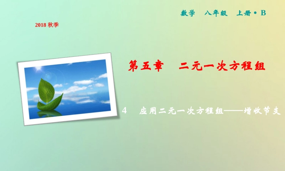 秋八年级数学上册 第5章 二元一次方程组 4 应用二元一次方程组—增收节支课件 (新版)北师大版 课件