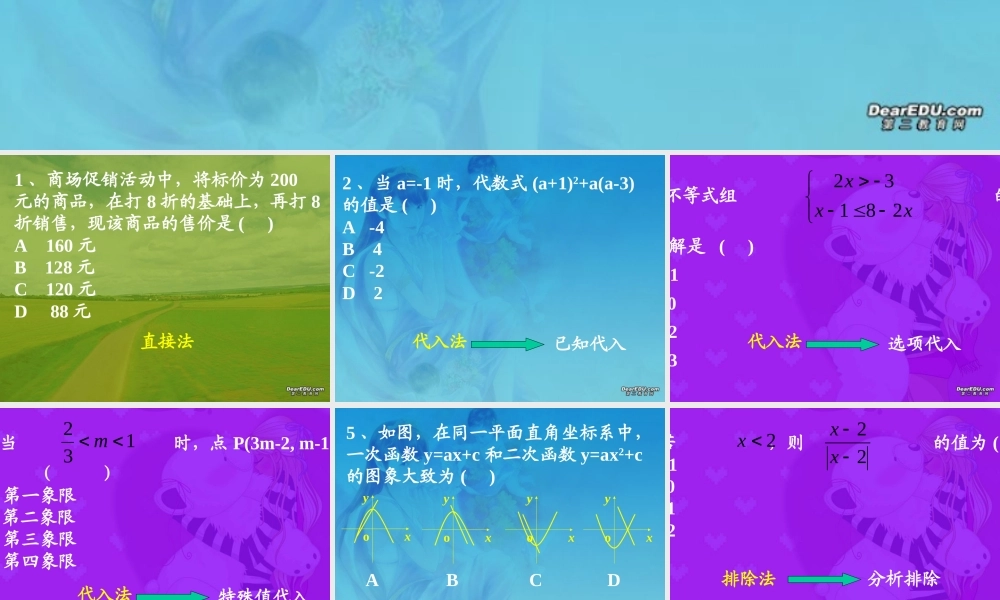 选择题解法 初三数学综合复习课件[整理十一套]人教版