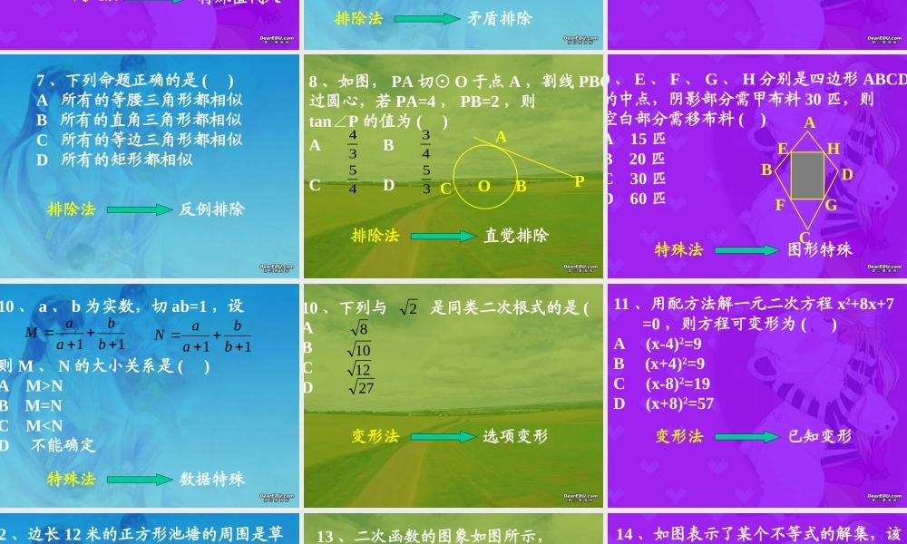 选择题解法 初三数学综合复习课件[整理十一套]人教版