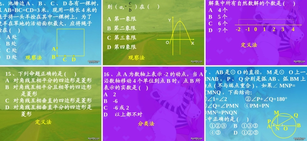 选择题解法 初三数学综合复习课件[整理十一套]人教版