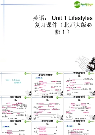 高中英语 Unit 1 Lifestyles复习课件 北师大版必修1 课件