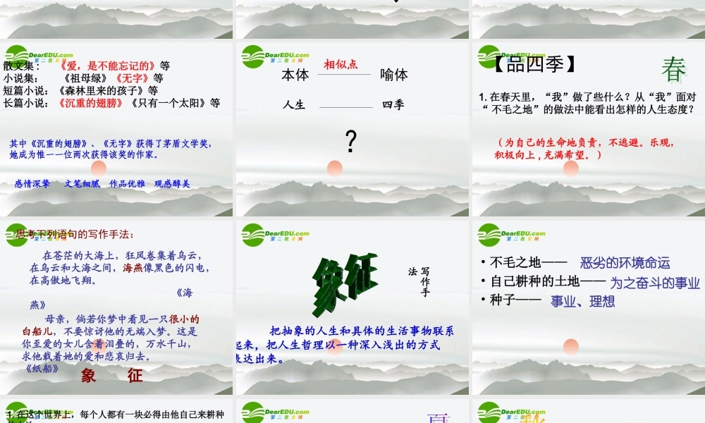 高中语文 第一专题之(我的四季)课件 苏教版必修1 课件