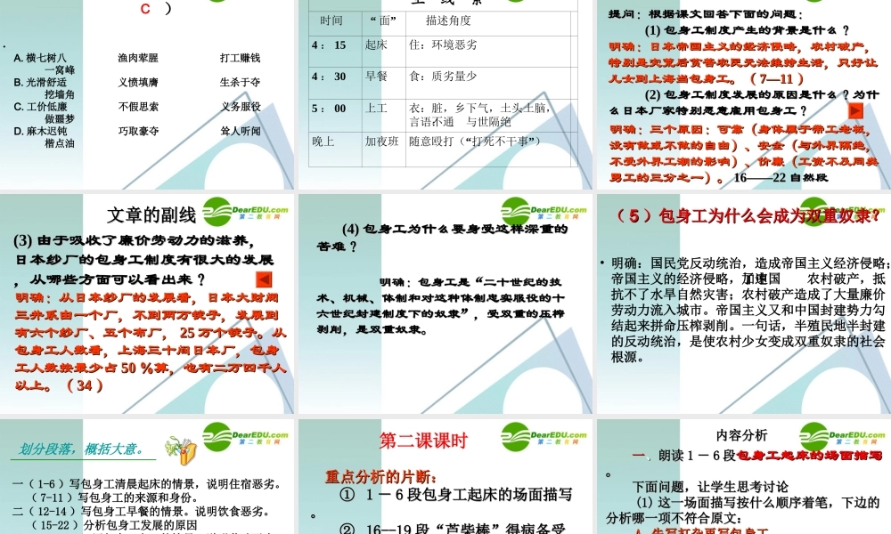 高中语文(包身工)优秀教学课件 新人教版必修1 课件