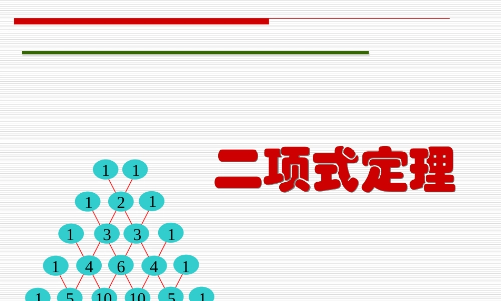 青年数学教师优秀课观摩课课件 二项式定理 课件