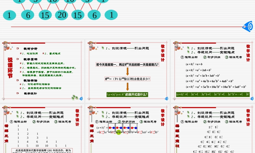 青年数学教师优秀课观摩课课件 二项式定理 课件