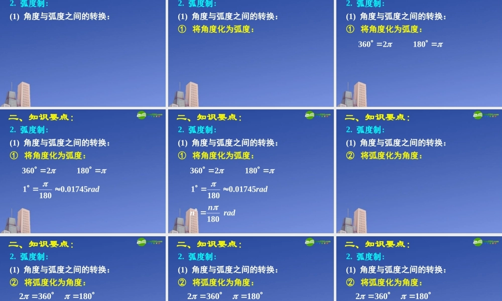 高中数学 第一章三角函数复习一课件 新人教A版必修4 课件