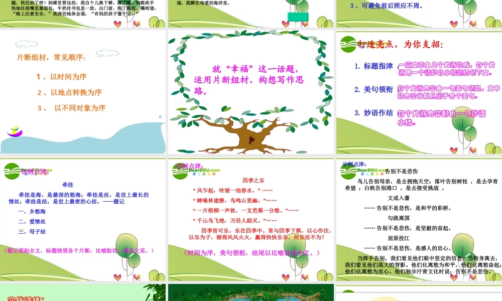 高中语文 运用片断拼贴打造美丽文章指导课件  新人教版 课件