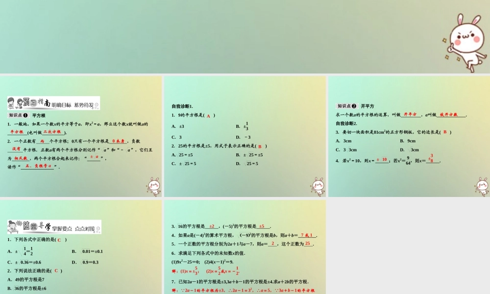 秋八年级数学上册 第2章 实数 2 平方根 第2课时 平方根课件 (新版)北师大版 课件