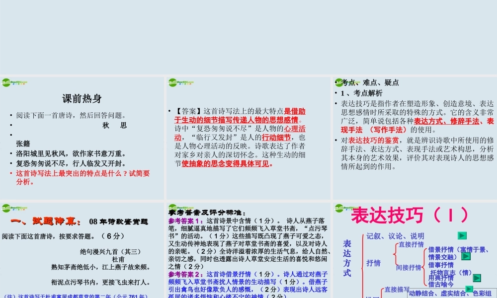 高考语文 诗歌常见表达技巧课件