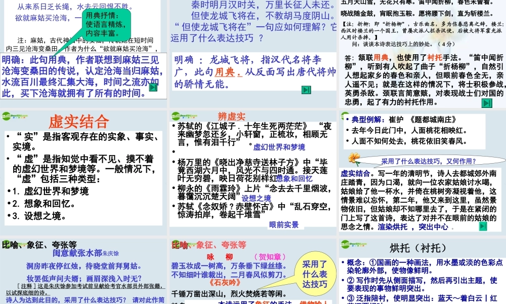 高考语文 诗歌常见表达技巧课件