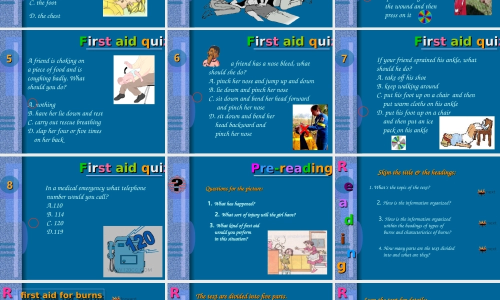 高中英语必修5Unit5 First aid--warming up1ppt 课件