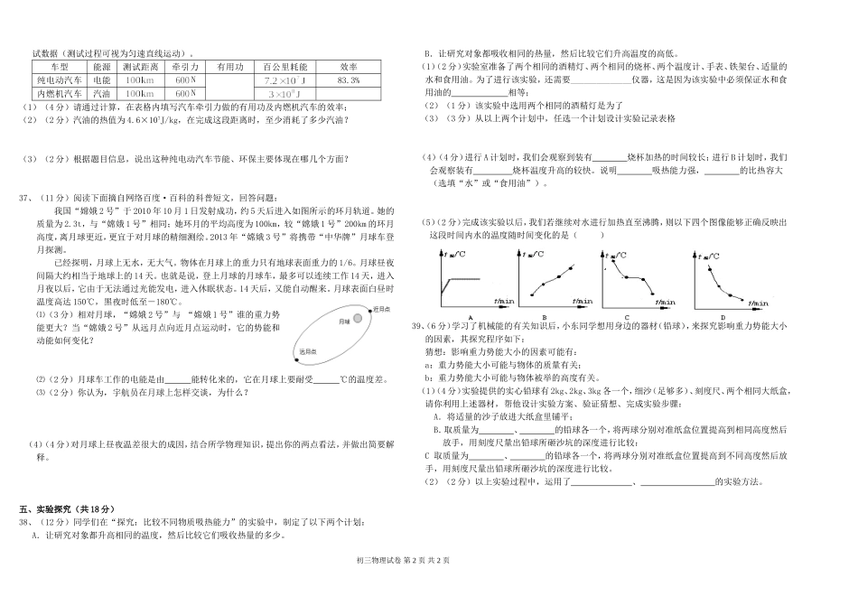 初三物理第一次模拟试卷(.22)_第2页