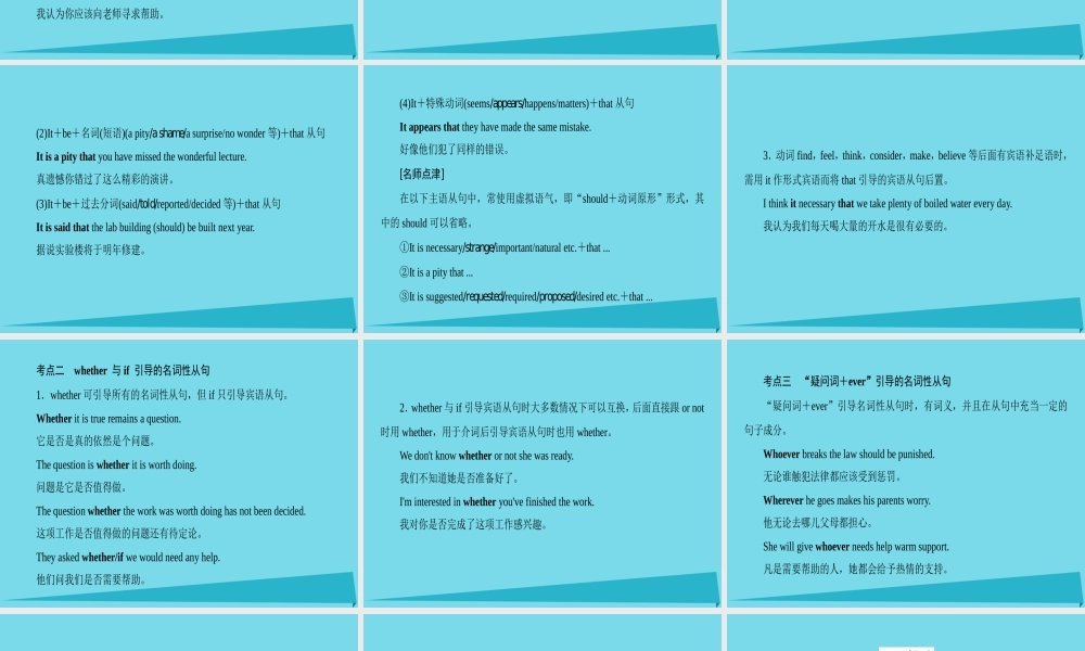 版高考英语一轮总复习 第二部分 语法专题突破 第10节 名词性从句课件 新人教版 课件