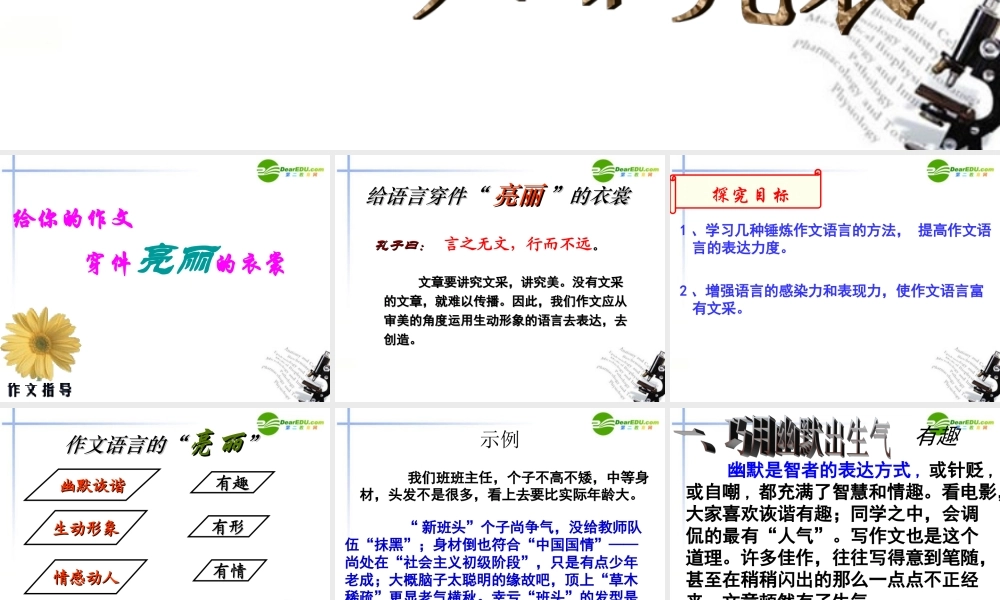 高中语文 给作文穿上靓丽的衣裳作文指导课件 新人教版 课件