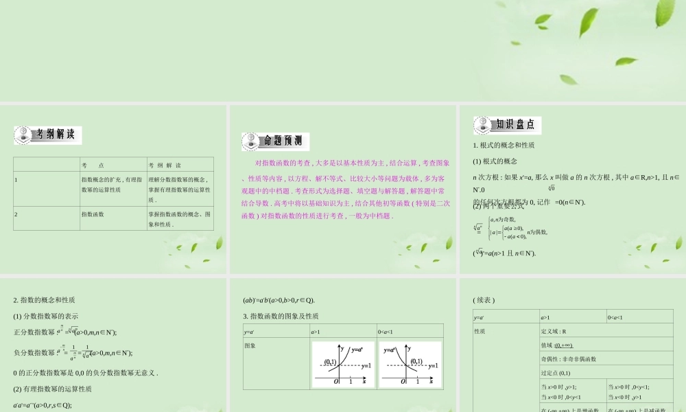 高三数学一轮复习 第二章函数指数与指数函数课件 文 课件