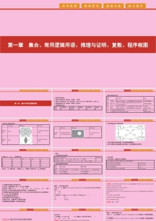 高考数学 艺考生冲刺 第一章 集合、常用逻辑用语、推理与证明、复数、程序框图 第1讲 集合与常见逻辑用语课件