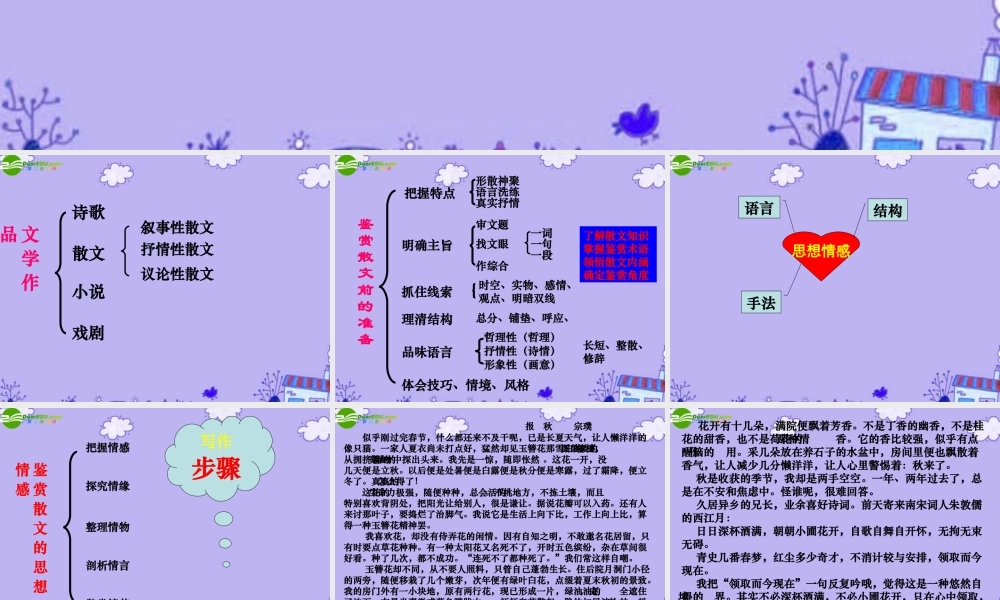 高考语文复习 鉴赏文学作品课件 新人教版 课件