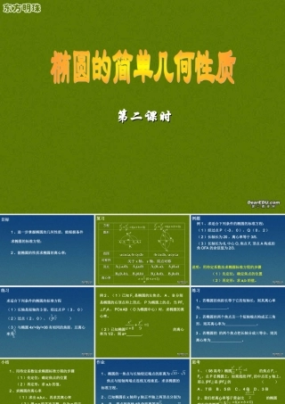 椭圆几何性质高二数学解析几何椭圆课件集2 高二数学椭圆几何性质解析 几何椭圆课件集[整理七套]人教版 高二数学椭圆几何性质解析 几何椭圆课件集[整理七套]人教版