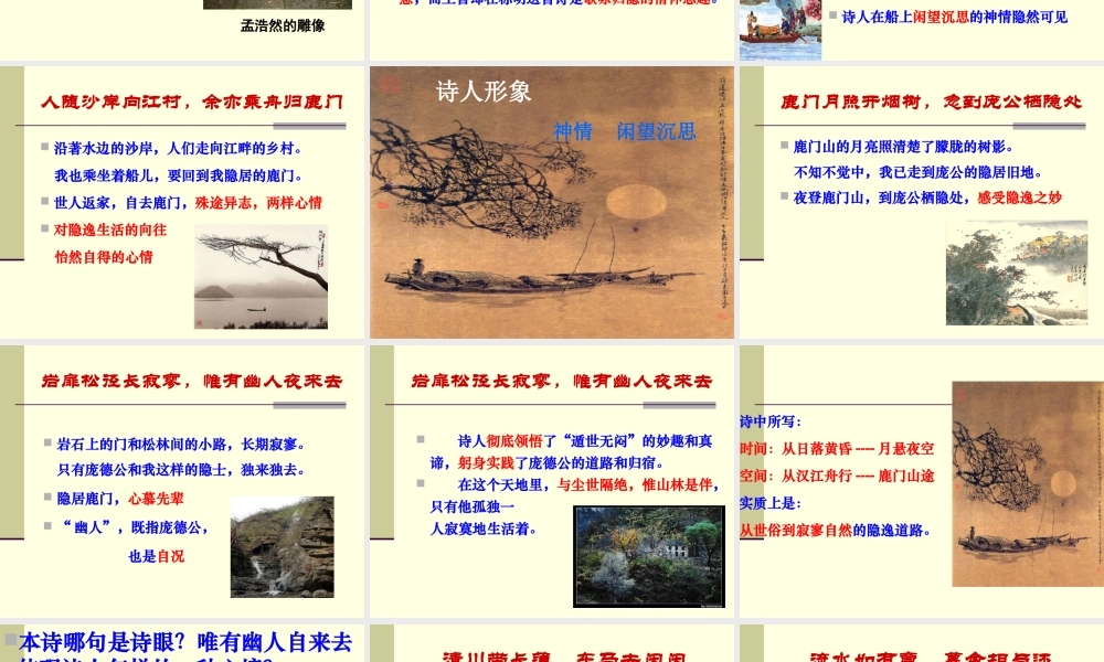 高中语文 夜归鹿门歌教学课件 人教选修之(中国古代诗歌散文欣赏) 课件