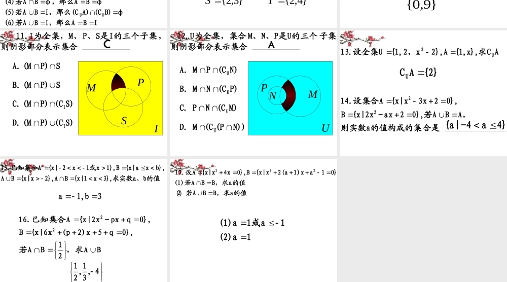 辽宁省沈阳市二十一中高一数学(集合之间的运算习题课)课件