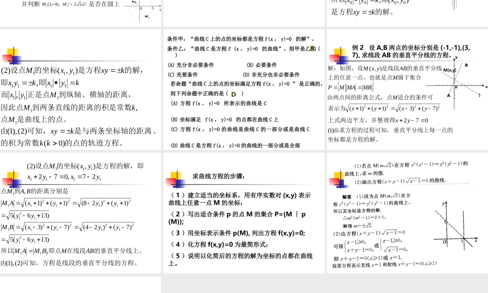 高中数学选修2-1曲线和方程1ppt 课件