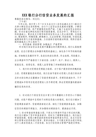 银行分行信贷业务发展的汇报