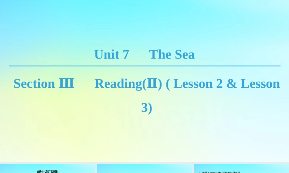 高中英语 Unit 7 The Sea Section Ⅲ ReadingⅡ  Lesson 2  Lesson 3课件 北师大版必修3 课件