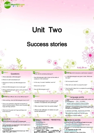 高中英语 unit2 success stories-reading课件 上海新世纪版S1A 课件