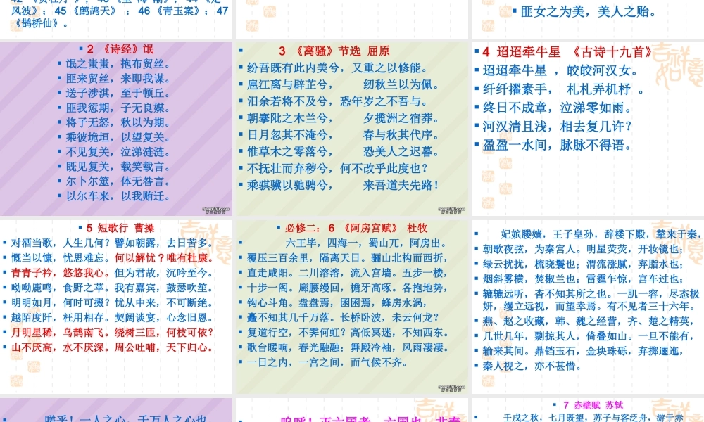 高中新课标古诗文必背内容整理课件 粤教沪版 课件