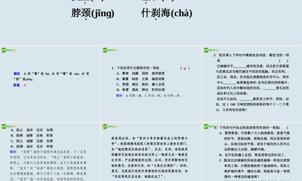 高中语文 第23课  第2课时关于北京城墙的存废问题的讨论课件 苏教版必修4 课件