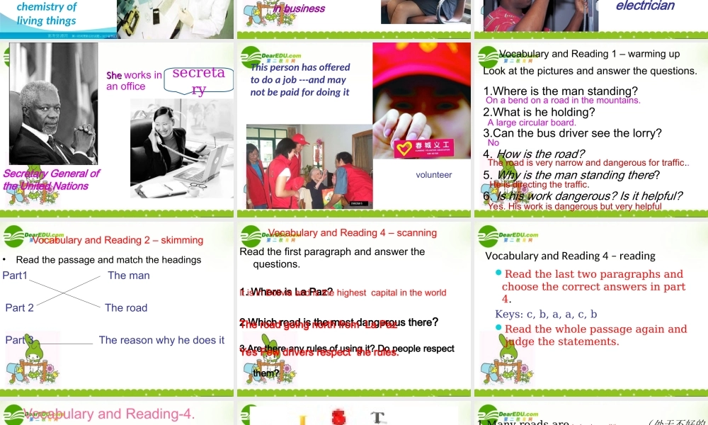 高中英语 Module 2(A job worth doing)课件-Reading and vocabulary 外研版必修5 课件