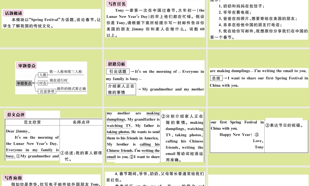 语上册 Module 10 Spring Festival模块写作专项作业课件 (新版)外研版 课件