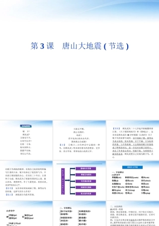 高中语文 第一单元第3课唐山大地震(节选)精品课件 语文版必修1 课件