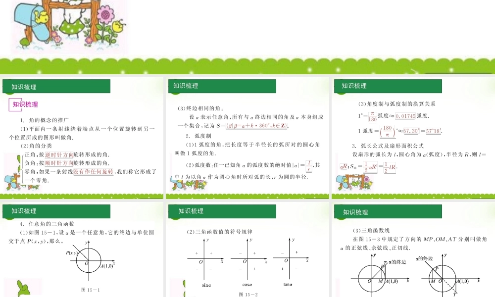 高考数学一轮单元复习 第16讲 角的概念及任意角的三角函数课件