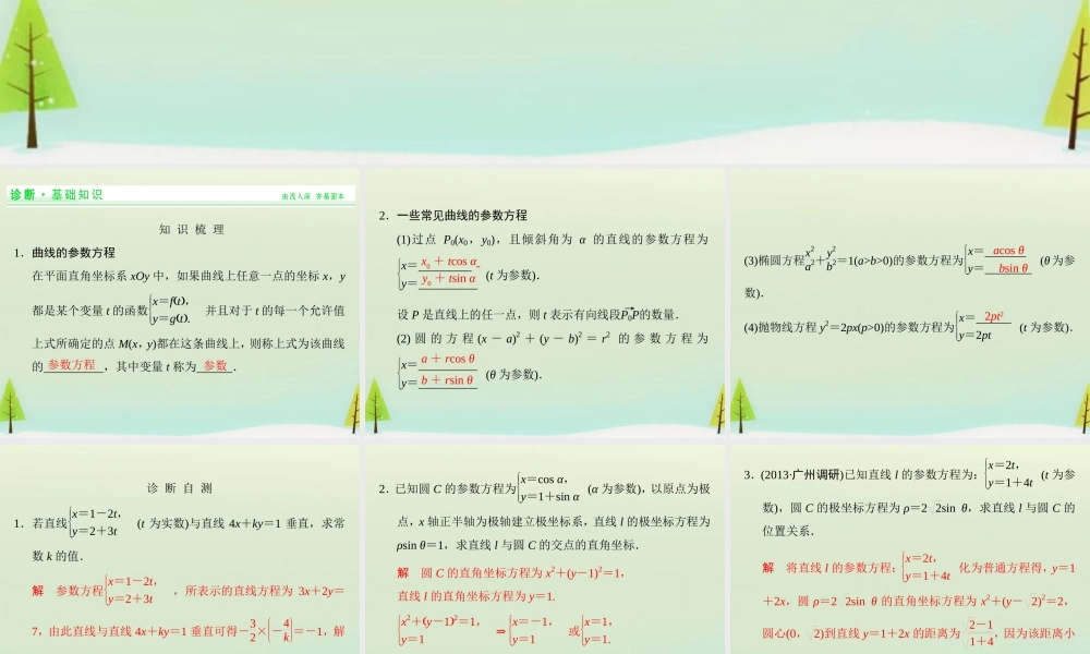 高考数学总复习 第4讲 参数方程课件