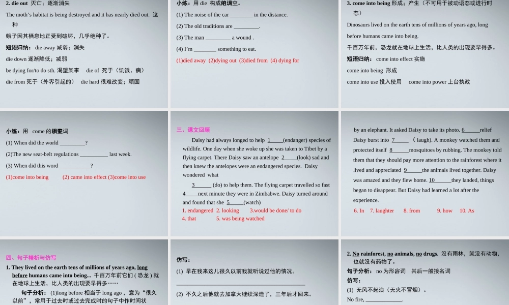 高考英语第一轮复习 第一部分课文 Module 2 Unit 4 Wildlife protection课件