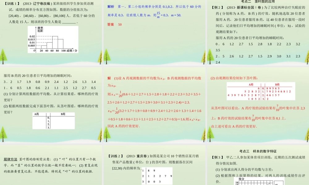 高考数学总复习 第2讲 用样本估计总体课件